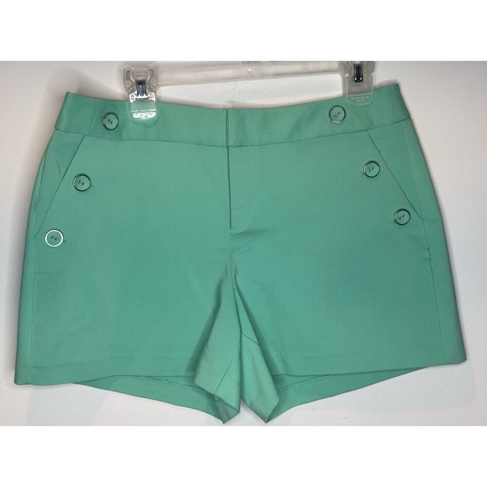 Elle Seafoam Green Sailor Button front Dress Shorts Sz 8 Relaxed Hip NWT